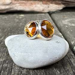 Earrings: Rose cut citrine studs