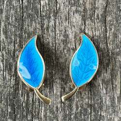 Earrings: Danish enamel and sterling clip on earrings