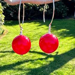 Earrings: Venetian blown red glass