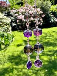 Earrings: Amethyst and smoky quartz earrings