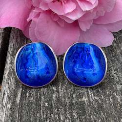 Earrings: Vintage enamel and sterling clip on earrings