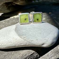 New Zealand Pounamu Greenstone: Square marsden flower studs