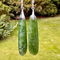 Earrings: Marsden Flower greenstone matched pair