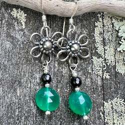 Earrings: Green agate earrings