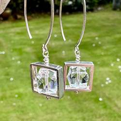 Earrings: Rock crystal in sterling silver