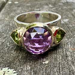 Rings: Amethyst and peridot serenity ring