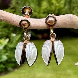 Earrings: Vintage enamel and sterling silver flower earrings