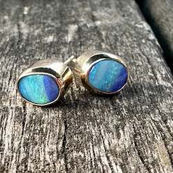 Earrings: Australian boulder opal stud earrings