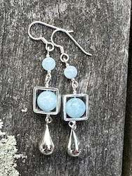 Earrings: 3 tier aquamarine earrings