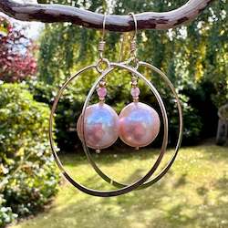 Earrings: pink baroque freshwater pearl earrings