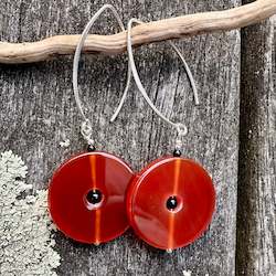Earrings: Carnelian disc earrings