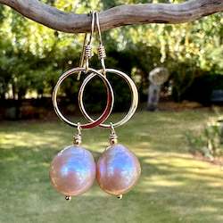 Earrings: Pale pink baroque freshwater pearl earrings