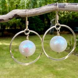 Earrings: White freshwater pearl earrings