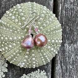 Earrings: Pink baroque pearl earrings