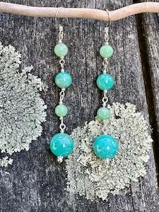 925 Silver: Amazonite & chrysoprase earrings