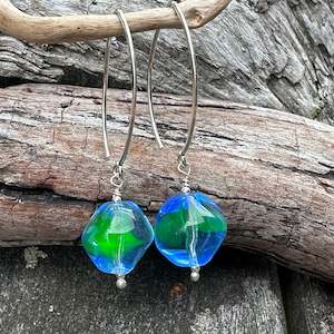 Vintage Glass: Vintage Czech two colour glass earrings