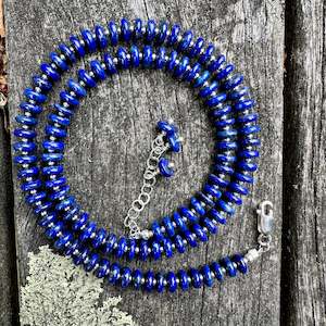 Necklaces: Lapis lazuli rondel necklace