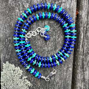 Necklaces: Lapis lazuli and turquoise rondel necklace