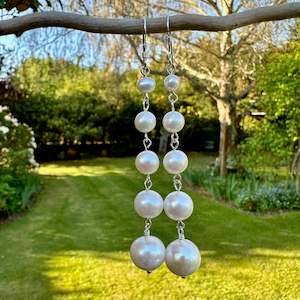 Pearls: 5 tier freshwater pearl and sterling silver earrings