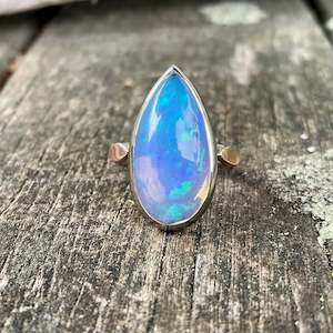 Half Price: 9ct White and Red Gold Ethiopian Opal Ring