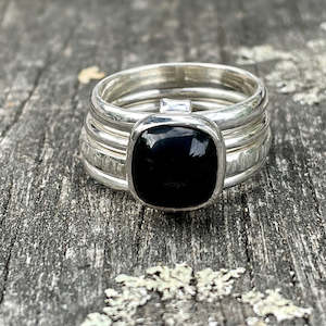 Spinner And Unity Rings: Square Black Onyx Unity Ring