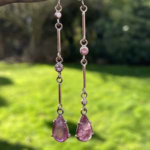 Wild At Heart: Diamond & Pink Tourmaline Earrings in 9ct Gold, Wild at Heart