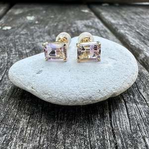 Stud Earrings: Bolivian ametrine studs