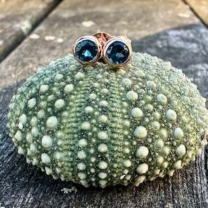 Stud Earrings: 4mm London Blue topaz studs