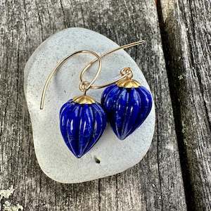 Shop All: Large carved lapis lazuli lantern earrings