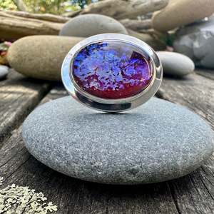 Vintage Glass: Vintage large oval dragons breath ring