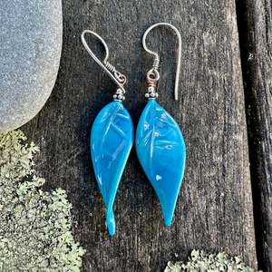Under 300: Blue venetian glass leaves