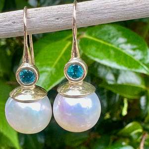 Pearls: Zircon & freshwater pearl earrings