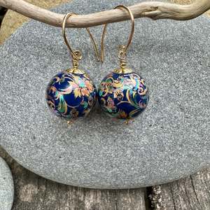 Shop All: Dark blue Japanese decal earrings