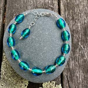 Shop All: Teal bluey green venetian glass bracelet