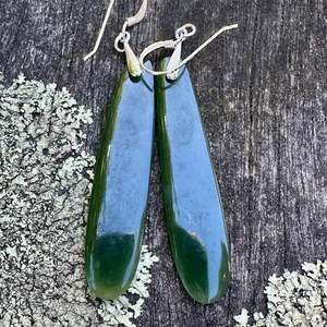 All Pounamu: medium translucent NZ greenstone drop earrings
