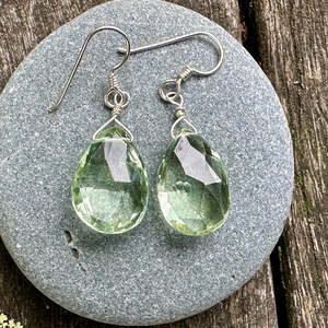 Under 300: Prasiolite faceted drop earrings
