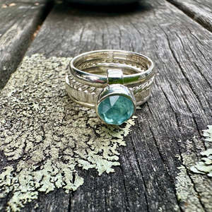Spinner And Unity Rings: rose cut aquamarine unity ring